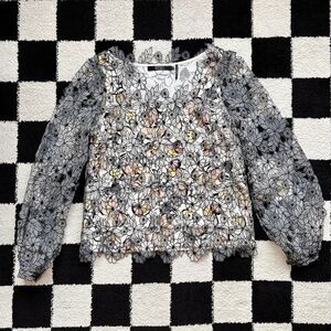 Badgley Mischka Floral Lace Long Sleeve Top 4